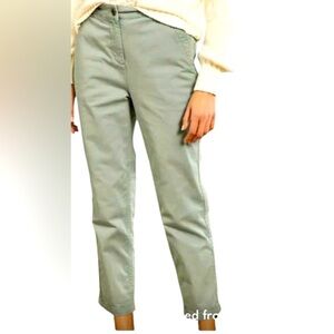 Boden Trousers Pale Green Straight Leg Chino Stretch Cotton Women’s 2P Cropped